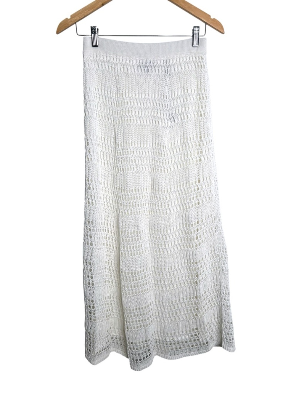 Theory Ivory Tissage Open Knit Crochet Maxi Skirt and Tank Top Set Size Small - Picture 9 of 10